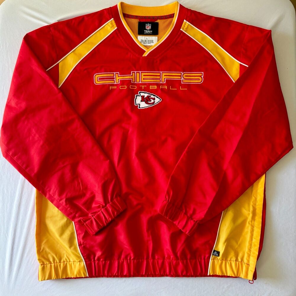 2011 Kansas City Chiefs NFL Pullover Windbreaker Jacket Red Gold Y2K Style L